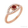 Sapphire Row Natural Pavé Evil Eye Gemstone Ring - Mozambique Garnet, 14K Rose Gold