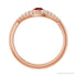 Sapphire Row Natural Pavé Evil Eye Gemstone Ring - Mozambique Garnet, 14K Rose Gold (view 2)