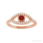 Sapphire Row Natural Pavé Evil Eye Gemstone Ring - Mozambique Garnet, 14K Rose Gold (view 3)
