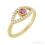 Sapphire Row Natural Pavé Evil Eye Gemstone Ring - Pink Tourmaline, 14K Yellow Gold