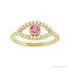 Sapphire Row Natural Pavé Evil Eye Gemstone Ring - Pink Tourmaline, 14K Yellow Gold (view 3)