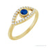Sapphire Row Natural Pavé Evil Eye Gemstone Ring - Blue Sapphire, 14K Yellow Gold