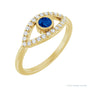 Sapphire Row Natural Pavé Evil Eye Gemstone Ring - Blue Sapphire, 14K Yellow Gold