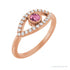 Sapphire Row Natural Pavé Evil Eye Gemstone Ring - Pink Tourmaline, 14K Rose Gold