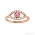 Sapphire Row Natural Pavé Evil Eye Gemstone Ring - Pink Tourmaline, 14K Rose Gold (view 3)