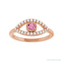 Sapphire Row Natural Pavé Evil Eye Gemstone Ring - Pink Tourmaline, 14K Rose Gold (view 3)