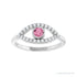 Sapphire Row Natural Pavé Evil Eye Gemstone Ring - Pink Tourmaline, 14K White Gold (view 3)