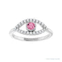 Sapphire Row Natural Pavé Evil Eye Gemstone Ring - Pink Tourmaline, 14K White Gold (view 3)