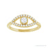 Sapphire Row Natural Pavé Evil Eye Gemstone Ring - White Sapphire, 14K Yellow Gold (view 3)