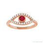 Sapphire Row Natural Pavé Evil Eye Gemstone Ring - Ruby, 14K Rose Gold (view 3)