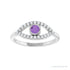 Sapphire Row Natural Pavé Evil Eye Gemstone Ring - Amethyst, 14K White Gold (view 3)
