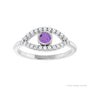 Sapphire Row Natural Pavé Evil Eye Gemstone Ring - Amethyst, 14K White Gold (view 3)