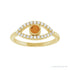 Sapphire Row Natural Pavé Evil Eye Gemstone Ring - Citrine, 14K Yellow Gold (view 3)