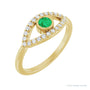 Sapphire Row Natural Pavé Evil Eye Gemstone Ring - Emerald, 14K Yellow Gold