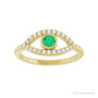 Sapphire Row Natural Pavé Evil Eye Gemstone Ring - Emerald, 14K Yellow Gold (view 3)