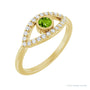 Sapphire Row Natural Pavé Evil Eye Gemstone Ring - Peridot, 14K Yellow Gold