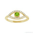 Sapphire Row Natural Pavé Evil Eye Gemstone Ring - Peridot, 14K Yellow Gold (view 3)