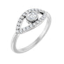 Sapphire Row Natural Pavé Evil Eye Gemstone Ring - White Sapphire, Platinum