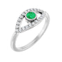 Sapphire Row Lab-Grown Pavé Evil Eye Gemstone Ring - Emerald, Platinum