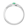 Sapphire Row Lab-Grown Pavé Evil Eye Gemstone Ring - Emerald, Platinum (view 2)