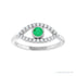 Sapphire Row Lab-Grown Pavé Evil Eye Gemstone Ring - Emerald, Platinum (view 3)