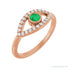 Sapphire Row Lab-Grown Pavé Evil Eye Gemstone Ring - Emerald, 14K Rose Gold
