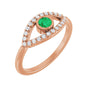 Sapphire Row Lab-Grown Pavé Evil Eye Gemstone Ring - Emerald, 14K Rose Gold