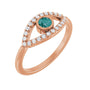 Sapphire Row Lab-Grown Pavé Evil Eye Gemstone Ring - Alexandrite, 14K Rose Gold