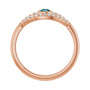 Sapphire Row Lab-Grown Pavé Evil Eye Gemstone Ring - Alexandrite, 14K Rose Gold (view 2)