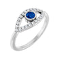 Sapphire Row Lab-Grown Pavé Evil Eye Gemstone Ring - Blue Sapphire, Platinum
