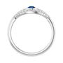 Sapphire Row Lab-Grown Pavé Evil Eye Gemstone Ring - Blue Sapphire, Platinum (view 2)
