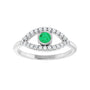 Sapphire Row Lab-Grown Pavé Evil Eye Gemstone Ring - Emerald, 14K White Gold (view 3)