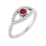 Sapphire Row Lab-Grown Pavé Evil Eye Gemstone Ring - Ruby, Platinum