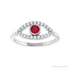 Sapphire Row Lab-Grown Pavé Evil Eye Gemstone Ring - Ruby, Platinum (view 3)