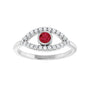 Sapphire Row Lab-Grown Pavé Evil Eye Gemstone Ring - Ruby, Platinum (view 3)