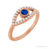 Sapphire Row Lab-Grown Pavé Evil Eye Gemstone Ring - Blue Sapphire, 14K Rose Gold