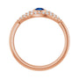 Sapphire Row Lab-Grown Pavé Evil Eye Gemstone Ring - Blue Sapphire, 14K Rose Gold (view 2)