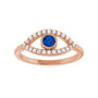 Sapphire Row Lab-Grown Pavé Evil Eye Gemstone Ring - Blue Sapphire, 14K Rose Gold (view 3)
