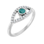 Sapphire Row Lab-Grown Pavé Evil Eye Gemstone Ring - Alexandrite, Platinum