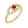 Sapphire Row Lab-Grown Pavé Evil Eye Gemstone Ring - Ruby, 14K Yellow Gold