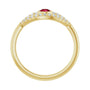 Sapphire Row Lab-Grown Pavé Evil Eye Gemstone Ring - Ruby, 14K Yellow Gold (view 2)