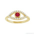 Sapphire Row Lab-Grown Pavé Evil Eye Gemstone Ring - Ruby, 14K Yellow Gold (view 3)