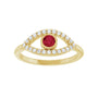 Sapphire Row Lab-Grown Pavé Evil Eye Gemstone Ring - Ruby, 14K Yellow Gold (view 3)