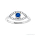 Sapphire Row Lab-Grown Pavé Evil Eye Gemstone Ring - Blue Sapphire, 14K White Gold (view 3)