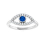 Sapphire Row Lab-Grown Pavé Evil Eye Gemstone Ring - Blue Sapphire, 14K White Gold (view 3)