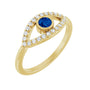 Sapphire Row Lab-Grown Pavé Evil Eye Gemstone Ring - Blue Sapphire, 14K Yellow Gold