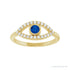 Sapphire Row Lab-Grown Pavé Evil Eye Gemstone Ring - Blue Sapphire, 14K Yellow Gold (view 3)