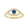 Sapphire Row Lab-Grown Pavé Evil Eye Gemstone Ring - Blue Sapphire, 14K Yellow Gold (view 3)
