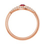 Sapphire Row Lab-Grown Pavé Evil Eye Gemstone Ring - Ruby, 14K Rose Gold (view 2)