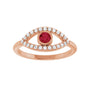 Sapphire Row Lab-Grown Pavé Evil Eye Gemstone Ring - Ruby, 14K Rose Gold (view 3)